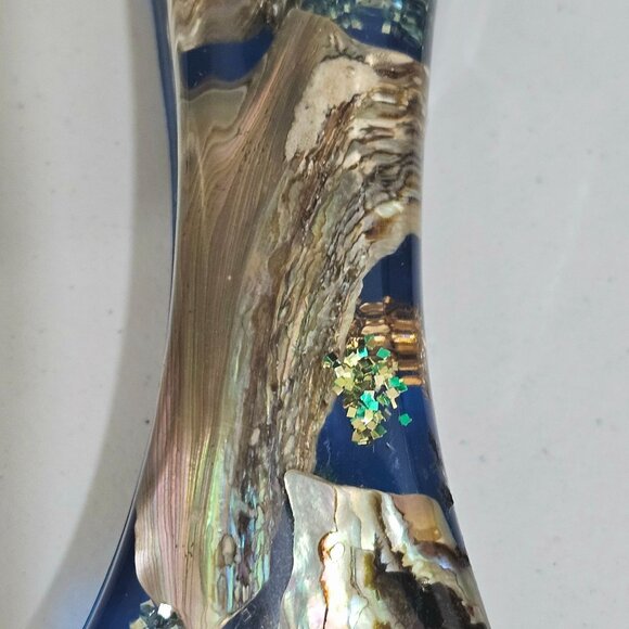 Mid Century Sea Shell Lucite Spoon Wall Art 8.5" vtg Boho 70s kitchen decor flaw - Picture 5 of 11